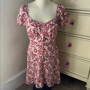 Bailey Blue Red and White Puff Sleeve Mini Sundress